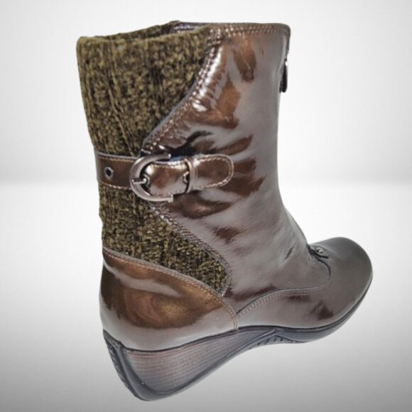 Aquaitalia Miracle Waterproof Front Zipped Boots in Hazelnut Patent Leather - Picture 7 of 16